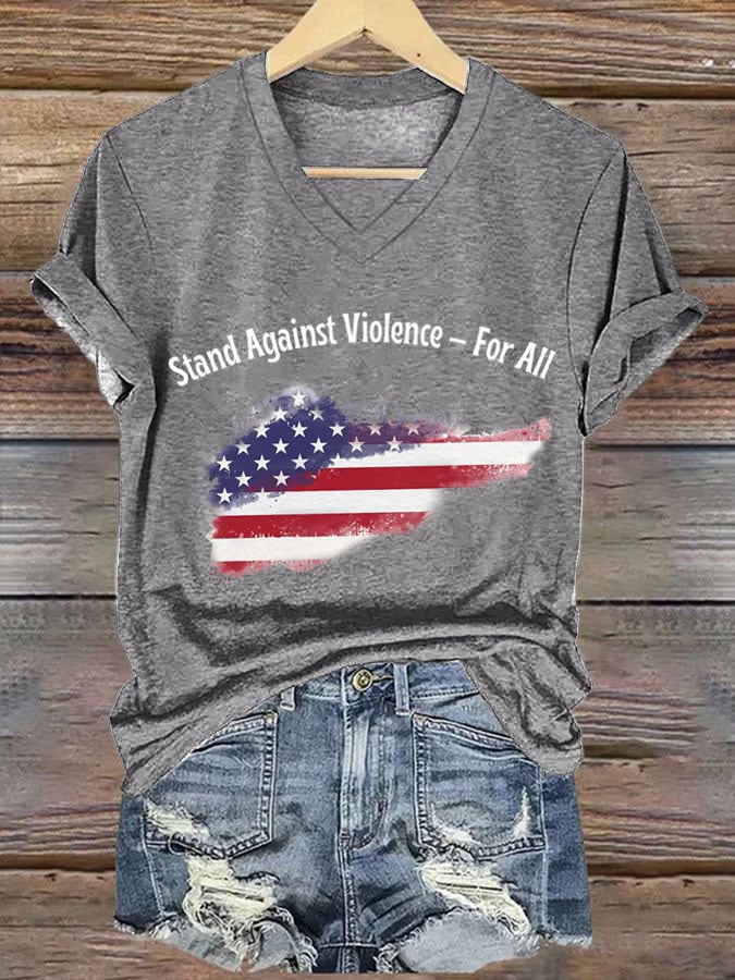 Women's Hot Spot Print V Neck T-shirt