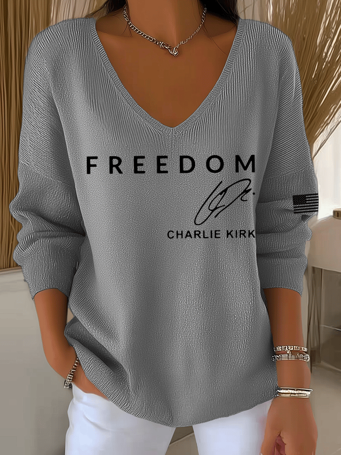 Women's Freedom Printed Knit Long Sleeve Top
