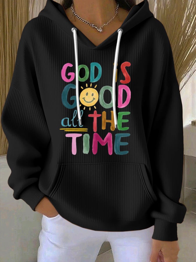 Women's God is Good All The Time Print Casual Hoodie