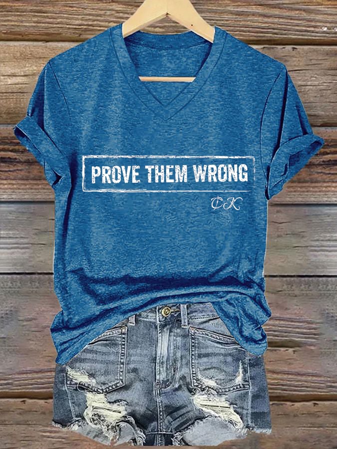 Women's Commemorative Print V Neck T-shirt