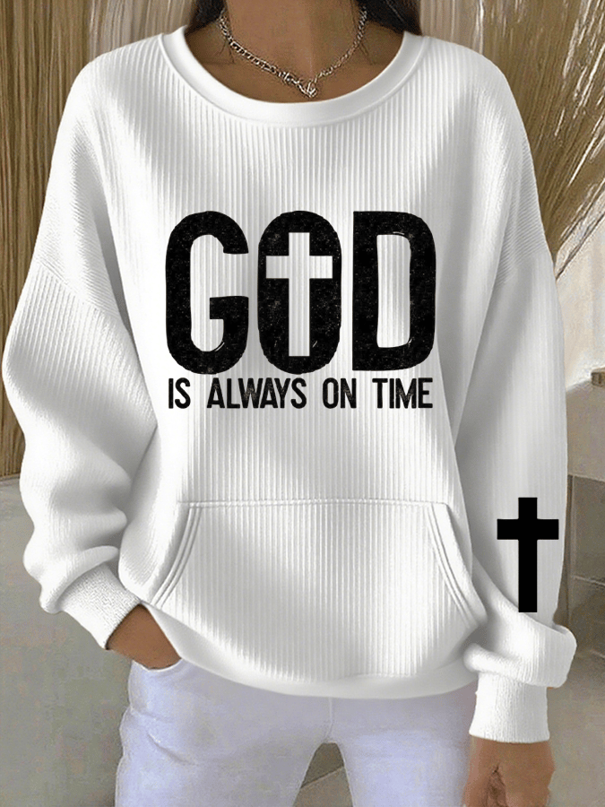 Women's His Timing, Not Mine Print Sweatshirt