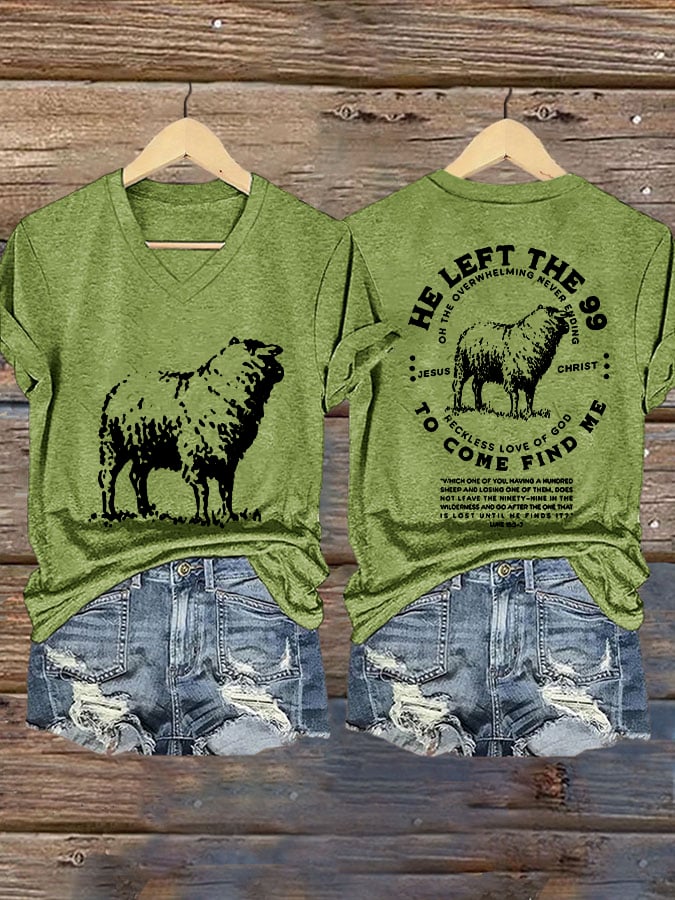 Women's He Left 99 to Come Find Me Print Round Neck T-Shirt