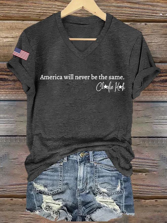 Women's Hot Spot Print V Neck T-shirt