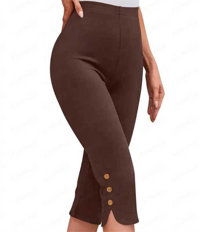Women's Button Hem Capri Leggings