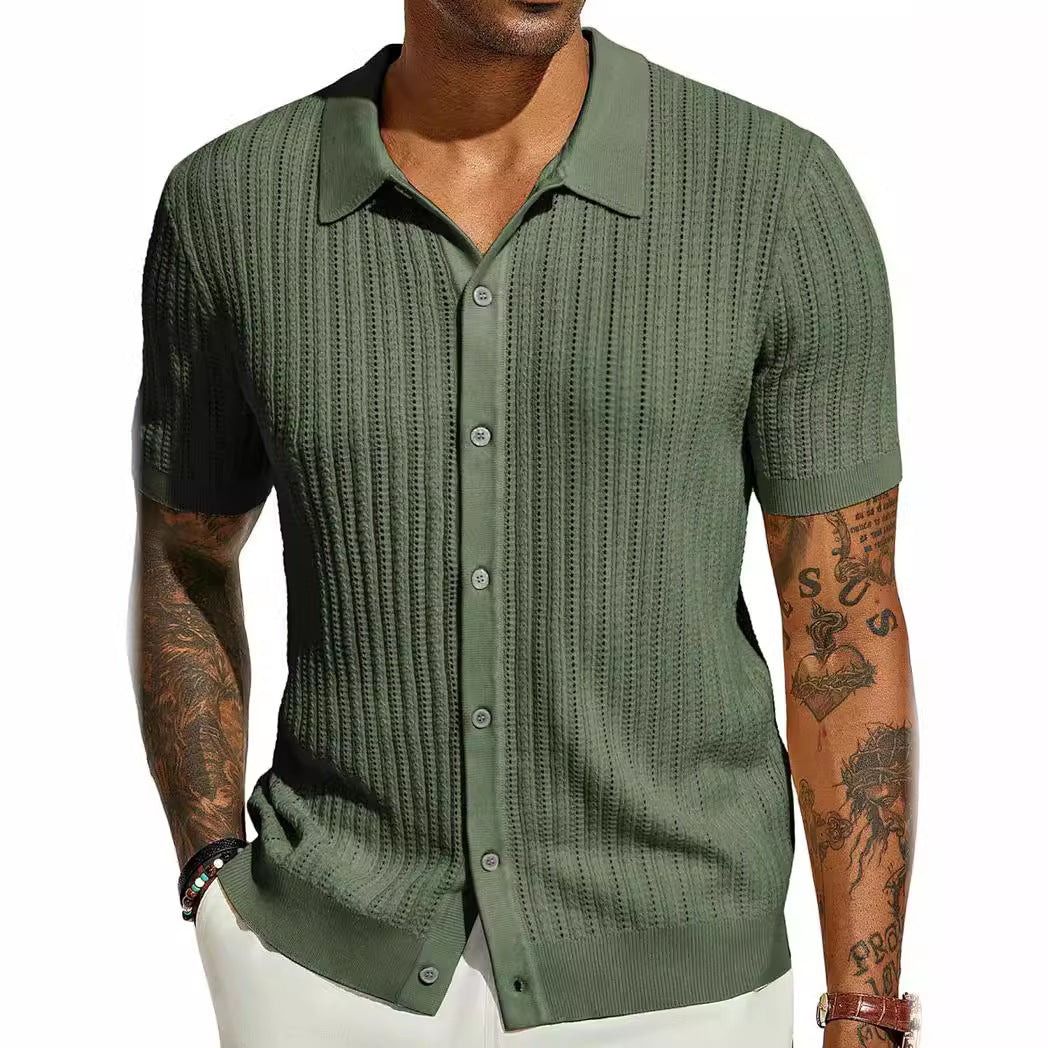Stylish Breathable Hollow Knit Shirt