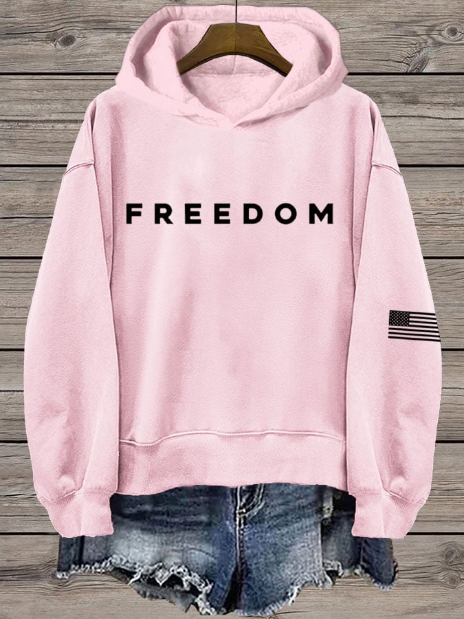 Women's Freedom Print Hooded Sweatshirt