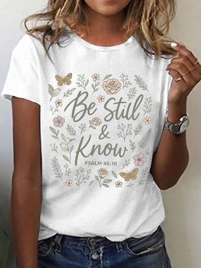 Women's Casual Christian Faith Graphic Printed Round Neck Short Sleeve T-Shirt