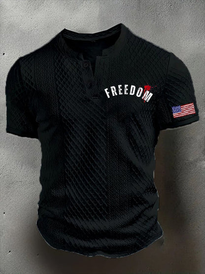 Men's Freedom American Flag Print Casual Jacquard Fabric Button Design Sweatshirt
