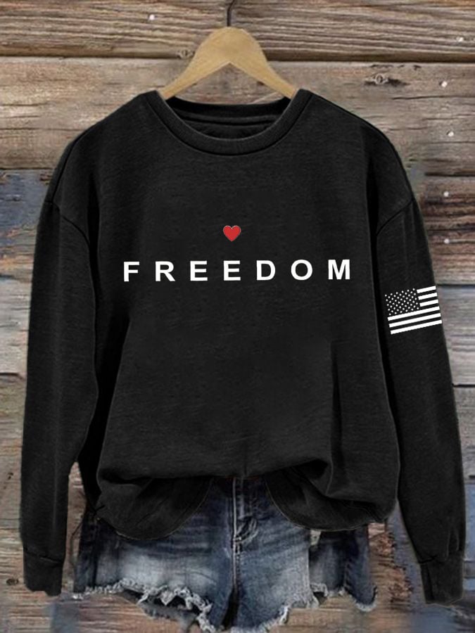 Women's Freedom American Flag Print Sweatshirt