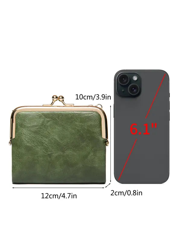 Small Compact Bifold Vintage Coin Purse Wallet
