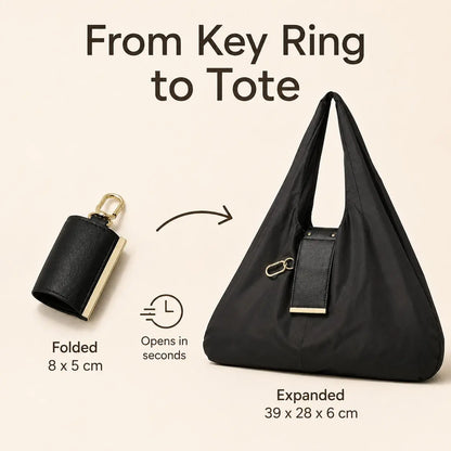 Compact Foldable Keychain Tote Bag, Reusable
