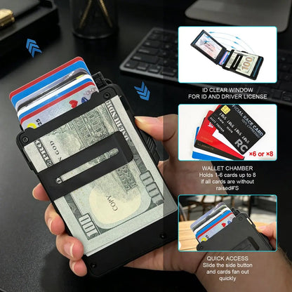 Men's RFID Pop-Up Bifold Wallet – Cash Slot, ID Window, Magnetic Closure 💳