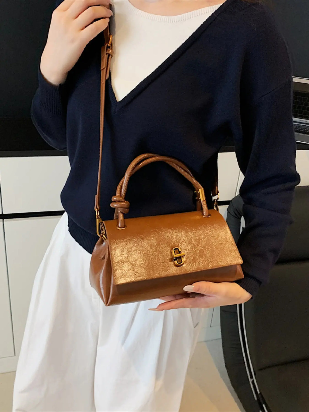 Women's Mini Flap Satchel Crossbody Bag – Vegan Leather Shoulder Bag & Clutch