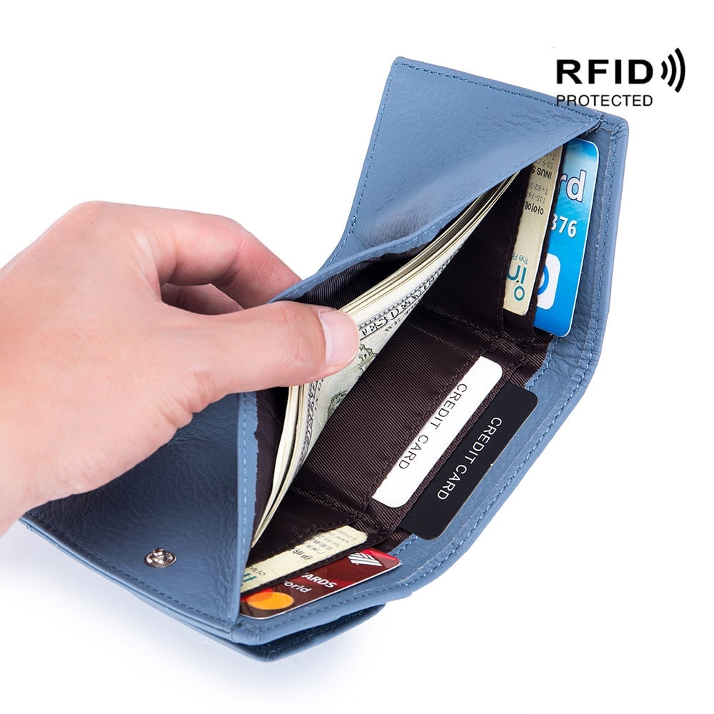 2026 New Genuine Leather RFID Blocking Card Holder Organizer Pocket Mini Wallet