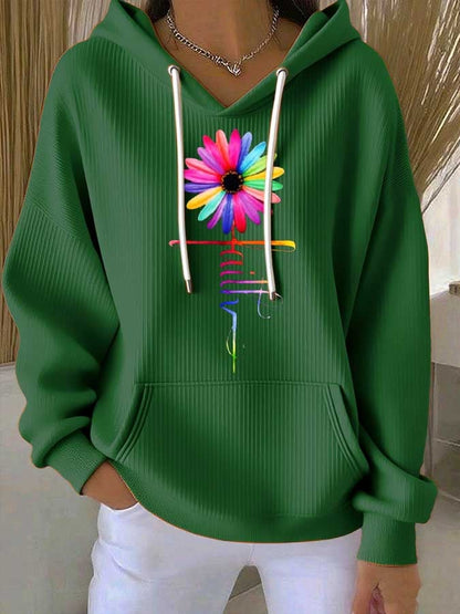 Women's Faith Print Casual Hooded Sweatshirt