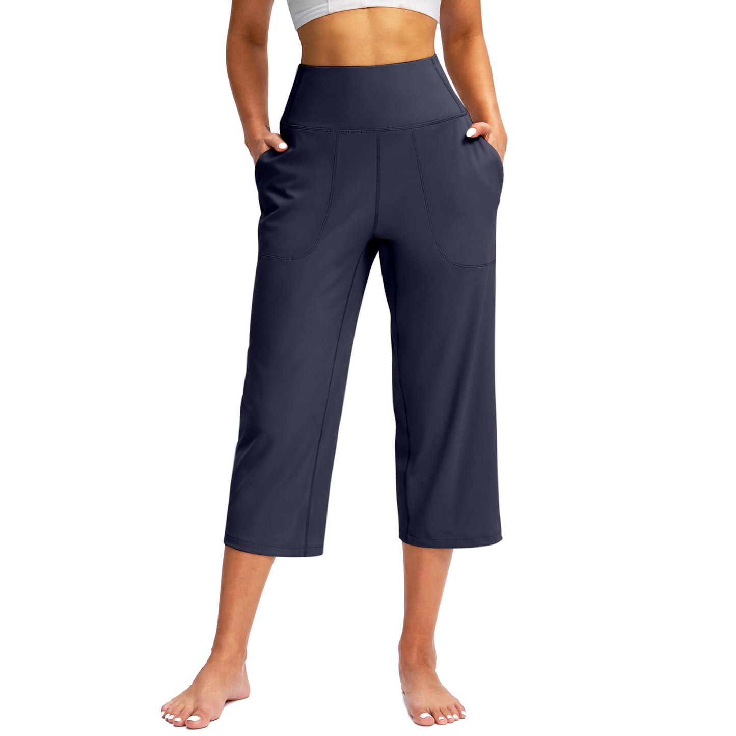 Capri Pants for Women Wide Leg Yoga Dress Cropped Pants