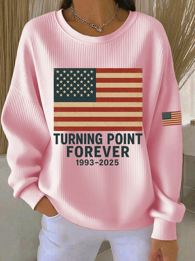 Women's Hot Spot Print Knitted Crew Neck Long Sleeve Top