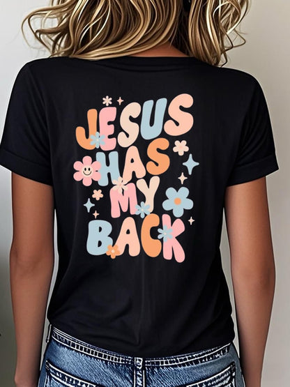 Women's Jesus Has My Back Print T-Shirt