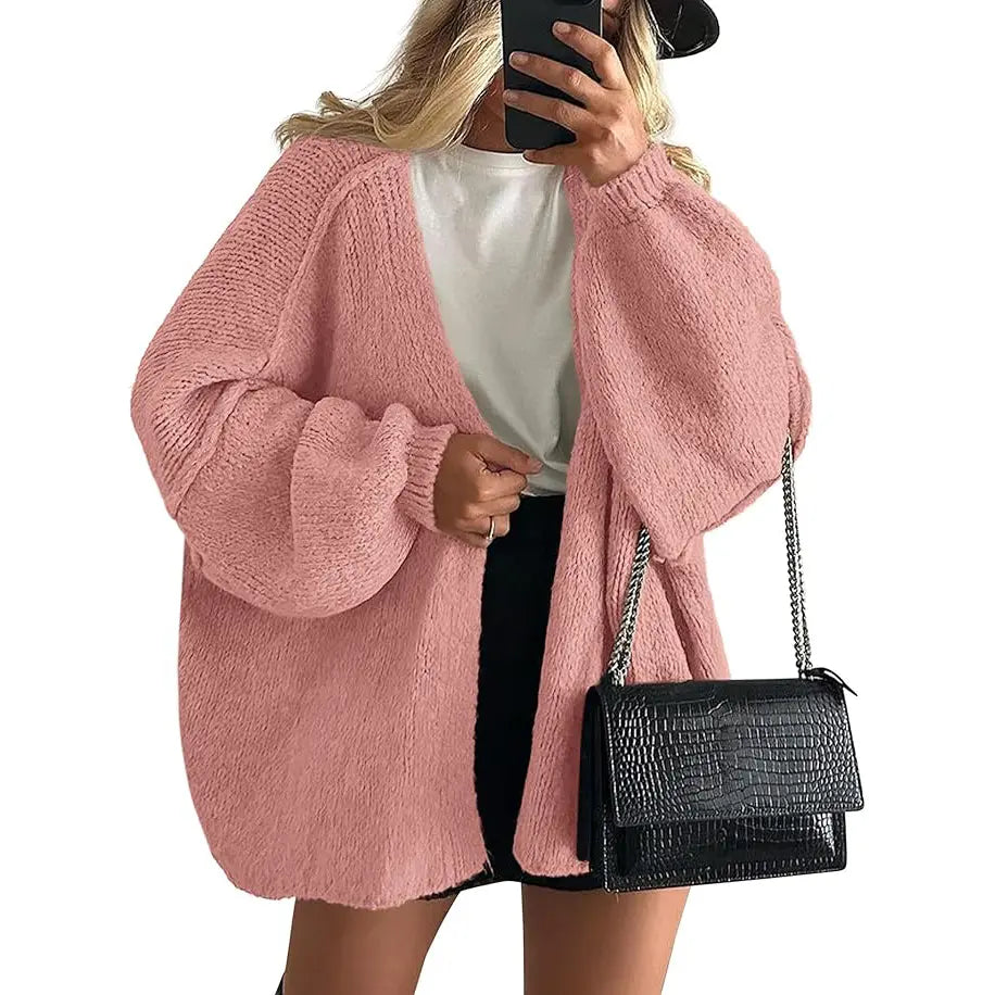 Women's Oversized Cardigan Sweater - Lightweight Knit