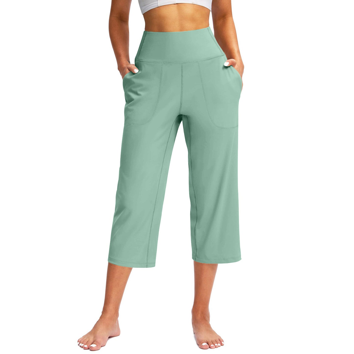 Capri Pants for Women Wide Leg Yoga Dress Cropped Pants