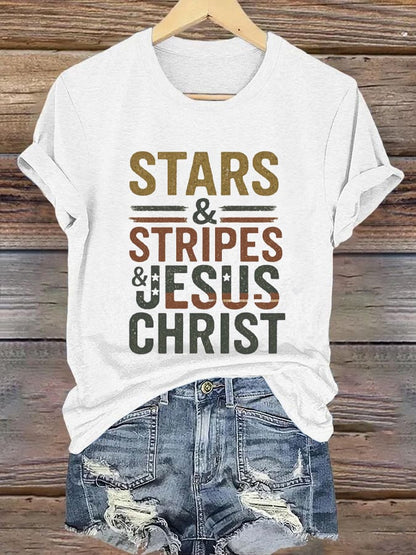 Women's Casual Christian Faith Graphic Printed Round Neck Short Sleeve T-Shirt