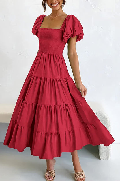 Smocked Puff Sleeve Summer Dress