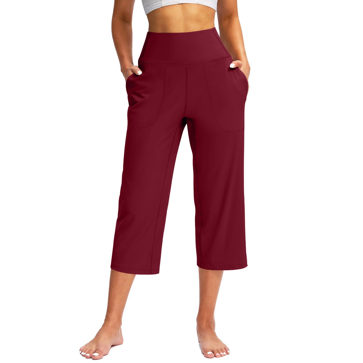 Capri Pants for Women Wide Leg Yoga Dress Cropped Pants