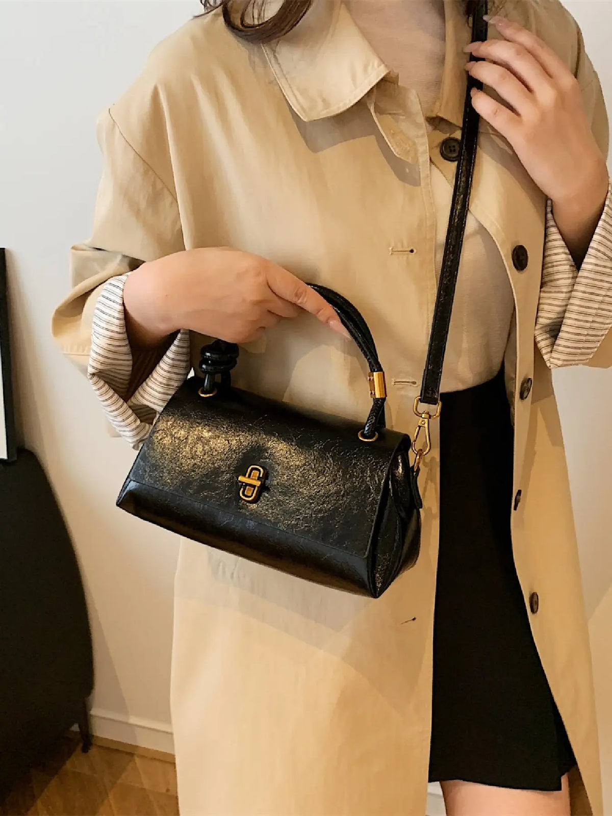 Women's Mini Flap Satchel Crossbody Bag – Vegan Leather Shoulder Bag & Clutch