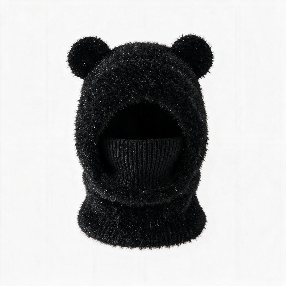 Bear Ear Balaclava Beanie – Soft Knit Winter Hat with Face & Neck Cover