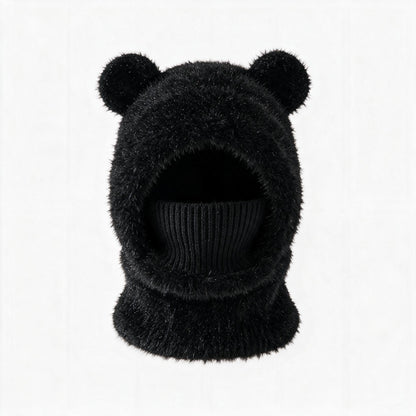 Bear Ear Balaclava Beanie – Soft Knit Winter Hat with Face & Neck Cover