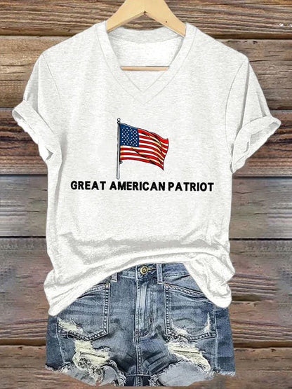 Women's Commemorative Print V Neck T-shirt