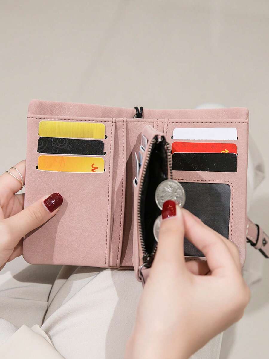 Women's RFID Tri-Fold Wallet with Card Slots & Zip Coin Pocket
