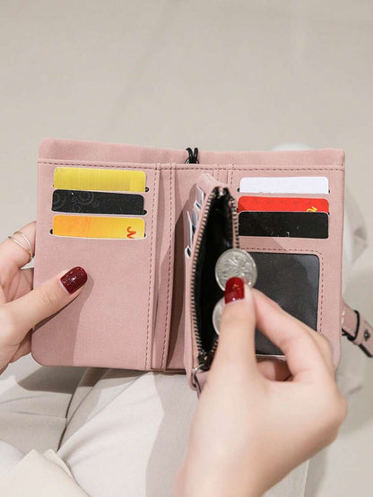 Women's RFID Tri-Fold Wallet with Card Slots & Zip Coin Pocket