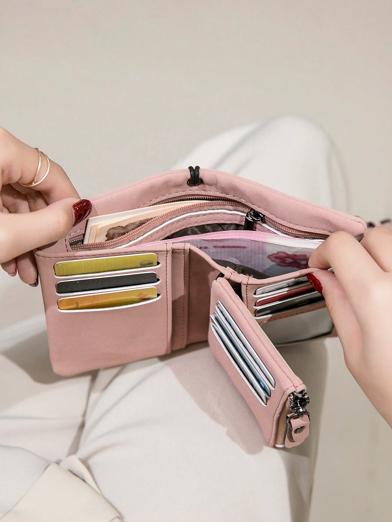 Women's RFID Tri-Fold Wallet with Card Slots & Zip Coin Pocket