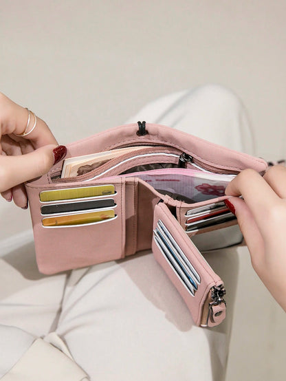 Women's RFID Tri-Fold Wallet with Card Slots & Zip Coin Pocket