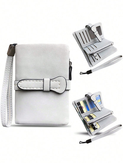 Women's RFID Tri-Fold Wallet with Card Slots & Zip Coin Pocket