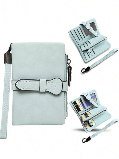 Women's RFID Tri-Fold Wallet with Card Slots & Zip Coin Pocket