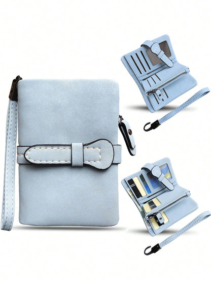 Women's RFID Tri-Fold Wallet with Card Slots & Zip Coin Pocket