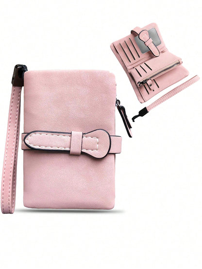 Women's RFID Tri-Fold Wallet with Card Slots & Zip Coin Pocket