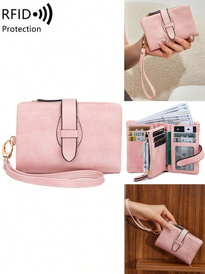 Women's RFID Tri-Fold Wallet with Card Slots & Zip Coin Pocket