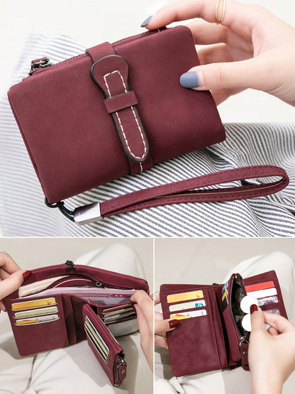 Women's RFID Tri-Fold Wallet with Card Slots & Zip Coin Pocket