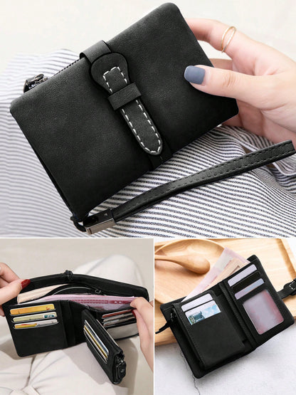 Women's RFID Tri-Fold Wallet with Card Slots & Zip Coin Pocket