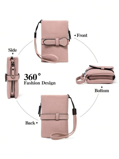Women's RFID Tri-Fold Wallet with Card Slots & Zip Coin Pocket