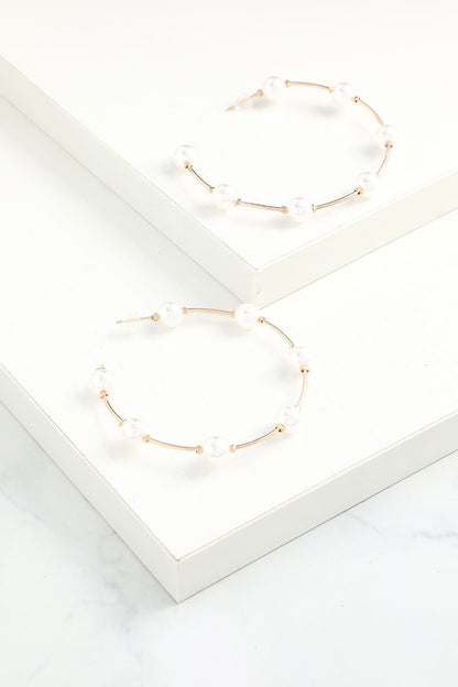 White Pearl Circle Earrings