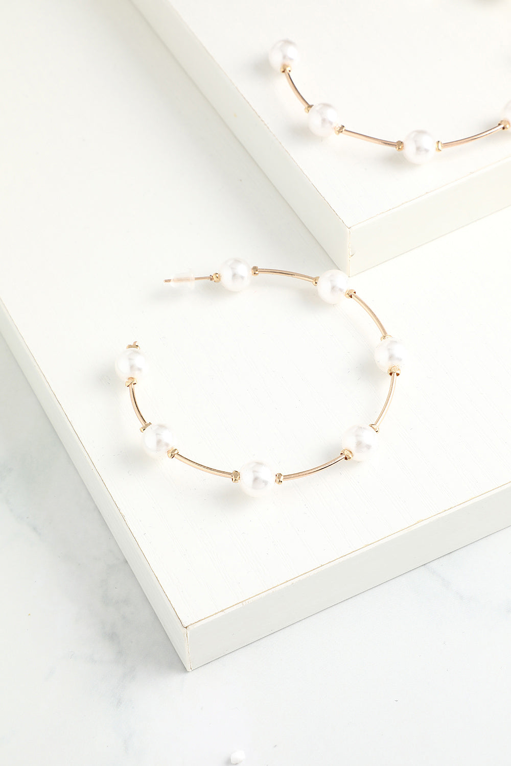 White Pearl Circle Earrings