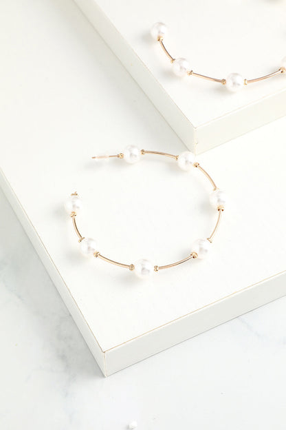 White Pearl Circle Earrings