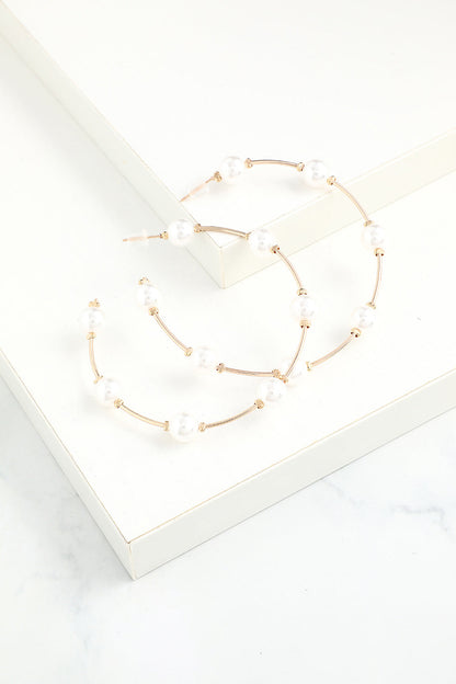 White Pearl Circle Earrings