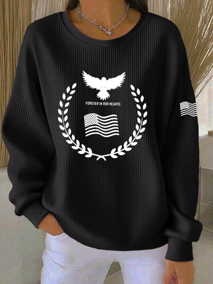 Women's Print Knit Crew Neck Long Sleeve Top