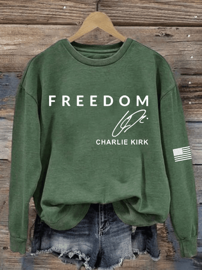 Women's Freedom Printed Crew Neck Sweatshirt