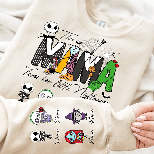 Personalized This Mama Loves Her Little Nightmares Sweatshirt, Mama Shirt With Kids Name